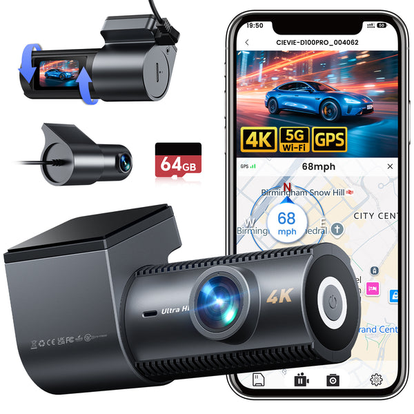 CIEVIE D100Pro 5G WiFi 1.5" IPS Display 4K Dash Cam